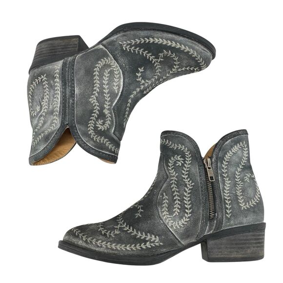 Sterling River Ankle Boots Women's Size 9 M Western Suede Embroidered - Picture 5 of 11